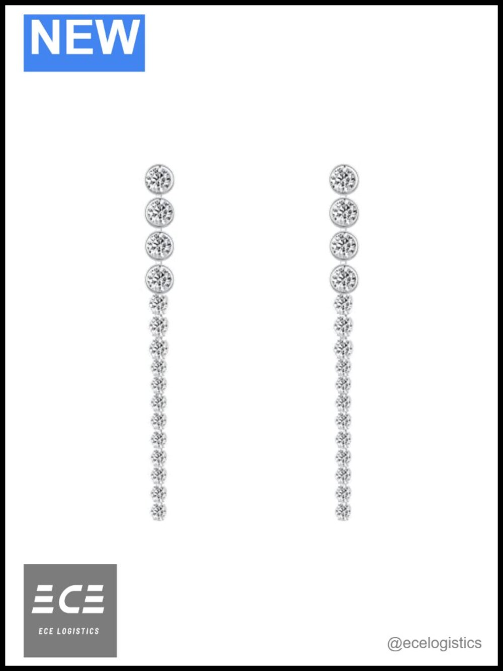 Cubic Zirconia Linear Drop Dangle Earrings Brass Wedding Bridal Jewelry